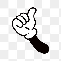 Cartoon thumbs up hand png, gesture line art illustration, transparent background