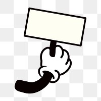 Blank sign png, cartoon hand illustration, transparent background