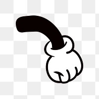 Cartoon fist hand png, gesture line art illustration, transparent background