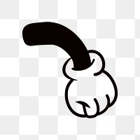 Cartoon fist hand png, gesture line art illustration, transparent background