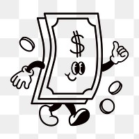 PNG Dollar bill, money cartoon character illustration, transparent background