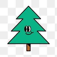 Smiling pine tree png, cartoon character illustration, transparent background