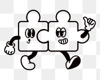 Puzzle pieces cartoon png, creative character illustration, transparent background