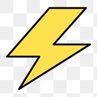 Lightning bolt png, line art illustration, transparent background