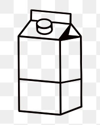 Milk carton png, beverage line art illustration, transparent background