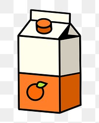 Orange juice carton png, beverage line art illustration, transparent background