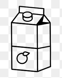 Orange juice carton png, beverage line art illustration, transparent background