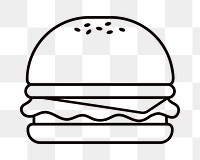 Hamburger png food, line art illustration, transparent background