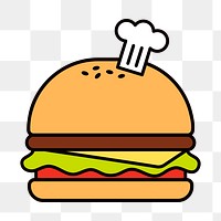 Hamburger png food, line art illustration, transparent background