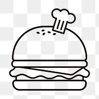 Hamburger png food, line art illustration, transparent background