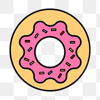 Donut png food, line art illustration, transparent background