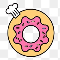 Donut png food, line art illustration, transparent background