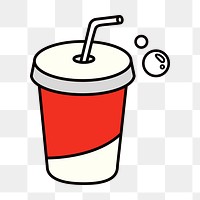 Soda cup png, beverage line art illustration, transparent background