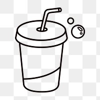 Soda cup png, beverage line art illustration, transparent background