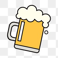 Beer mug png, beverage line art illustration, transparent background