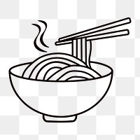 Ramen noodle png food, line art illustration, transparent background