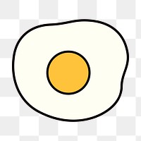 Fried egg png food, line art illustration, transparent background