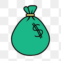 Green money bag png, transparent background