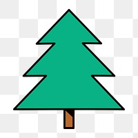 Christmas tree png, line art illustration, transparent background