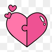 Jigsaw heart png, love illustration, transparent background