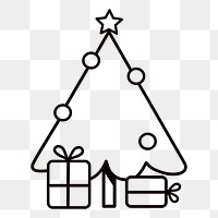 Christmas tree png, line art illustration, transparent background