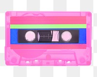 Pink cassette tape png, transparent background