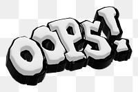 Oops! png typography, transparent background