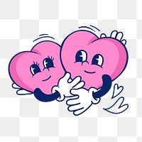 Hugging hearts png, love illustration, transparent background