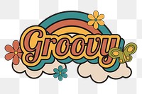 Groovy png retro typography, transparent background