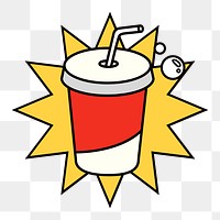 Soda cup png, beverage line art illustration, transparent background