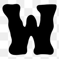 W letter png, distorted English alphabet, transparent background