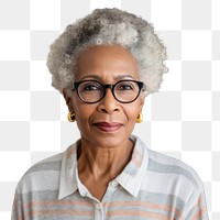 PNG senior African American woman, transparent background .  PNG with transparent background.