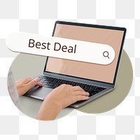 PNG Best deal search screen laptop, transparent background