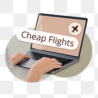 PNG Cheap flight search screen laptop, transparent background