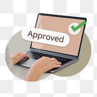 PNG Approved search screen laptop, transparent background