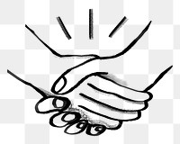 Handshake doodle png, business agreement doodle