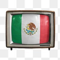 Png Mexico flag on TV, transparent background