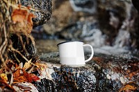 Enamel camping mug png mockup, transparent design