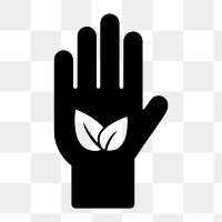 PNG hand with leaf flat icon, transparent background