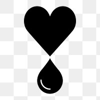 PNG heart and droplet flat icon, transparent background