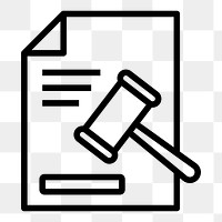 PNG gavel and contract flat icon, transparent background