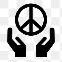 PNG hand and peace sign flat icon, transparent background