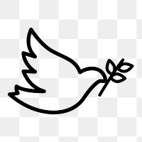 PNG dove and olive branch flat icon, transparent background