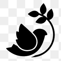 PNG dove and olive branch flat icon, transparent background