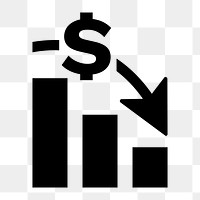 PNG dollar decrease flat icon, transparent background