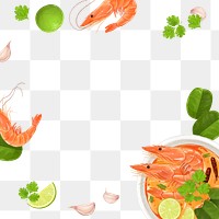 PNG Tom Yum soup frame, Thai food illustration, transparent background