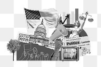 PNG American politics, social issues paper collage, transparent background
