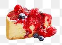 Png fresh berry cheesecake, transparent background