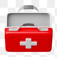 PNG 3D medical briefcase, element illustration, transparent background