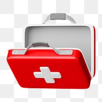 PNG 3D medical briefcase, element illustration, transparent background